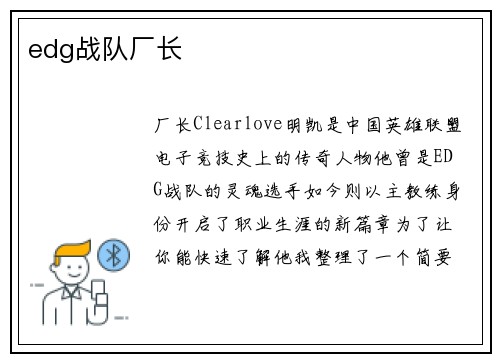 edg战队厂长